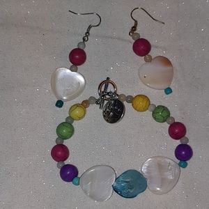 Natural stone & shell earring bracelet set